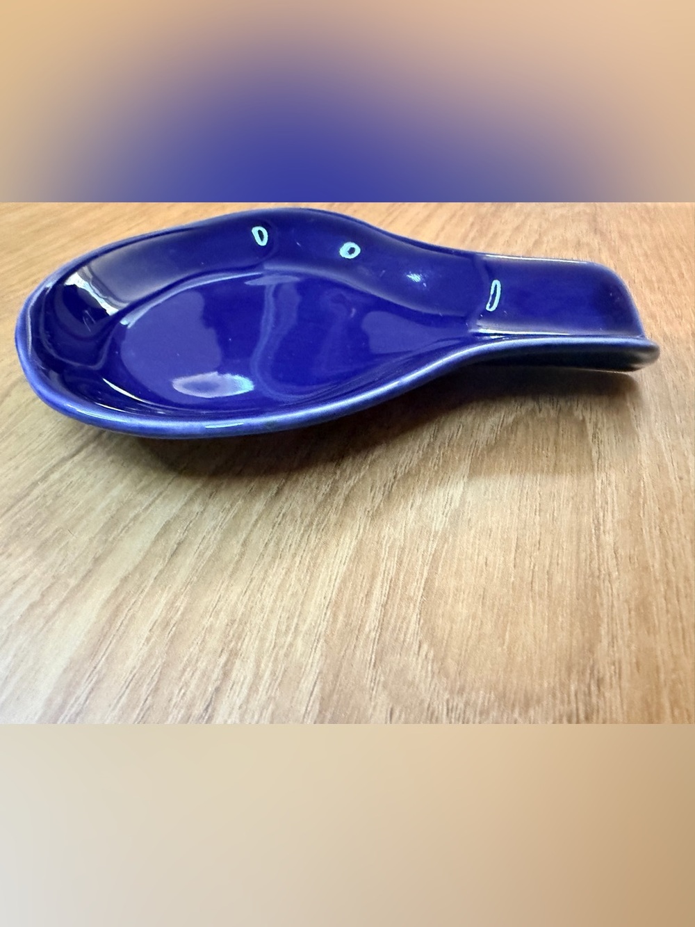 Crate & Barrel Navy Blue Ceramic Spoon Rest Holder Classic Clean Design - Picture 3 of 9